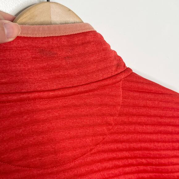 L.L. Bean Women Long Sleeve Quarter Snap Pullover Sweatshirt Small Orange Pocket - Picture 10 of 10